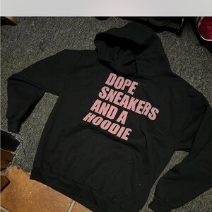 Black Hoodie with Pink Text
